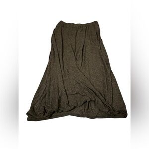 Gershon Bram Gray soft knit Viscose stretchy
twist Front maxi skirt lagenlook
